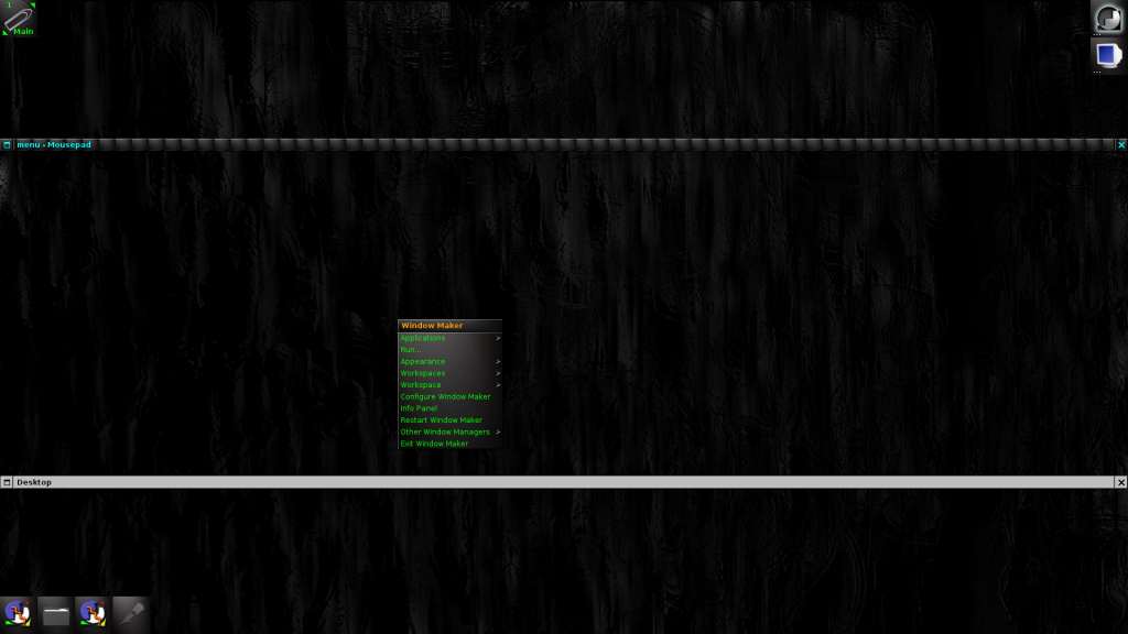 WindowMaker running with Darkburn theme