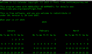 Cli-calendar in action.