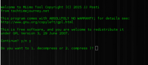 miimo tool, linux decompressing, linux compressing